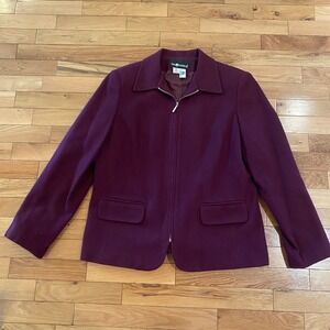 SAGE HARBOR Womens Blazer Jacket Plum Purple Size‎ 12 Wool Blend Zip Front